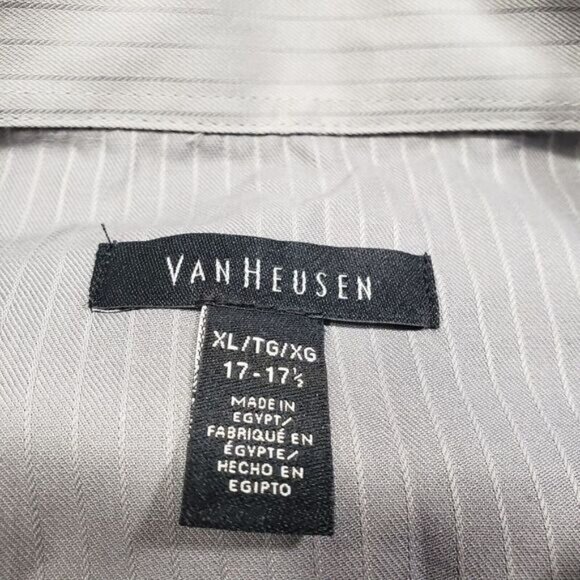 Van Heusen Shirt Mens XL Gray Striped Long Sleeve Button Up NWT - Picture 5 of 5